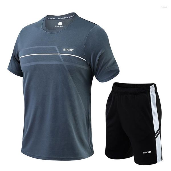 Survêtements pour hommes Hommes Sportswear Costume Summer Fitness Ensembles à manches courtes T-shirt Shorts Survêtement Mâle Séchage rapide Vêtements de course Taille asiatique