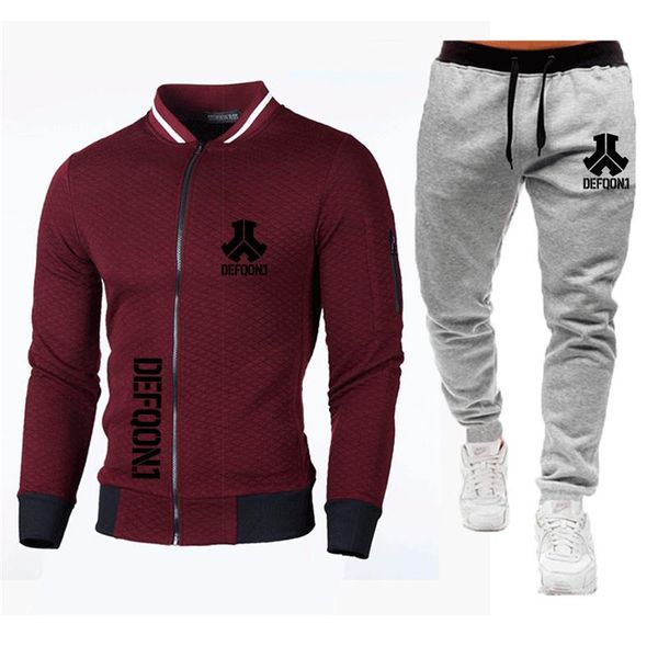 Chándales de hombre Hombres Primavera Estilo clásico Defqon.1 Estampados Rock 6 Color Tops Conjuntos Logotipo personalizable Cremallera Chaqueta y pantalones Conjunto de 2 piezas Tendencia