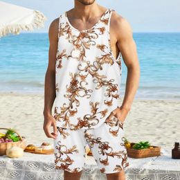 Survêtements pour hommes Hommes Été Casual Floral Débardeurs Court Costume Plage Tropical Vêtements Top Set Mode