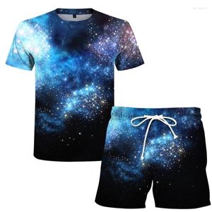 Survêtements pour hommes Hommes Ensembles d'été Casual Beach Sports 3D Natural Star Cloud Fashion Tshirs à manches courtes avec pantalon grande taille 6XL Vêtements