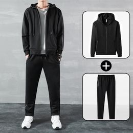 Survêtements pour hommes Hommes Survêtement Ensembles décontractés Outfit Vêtements de sport pour hommes Jogger Costume de sport Veste Pantalon Deux pièces Sweatsuit Couleur unie Vêtements 220930