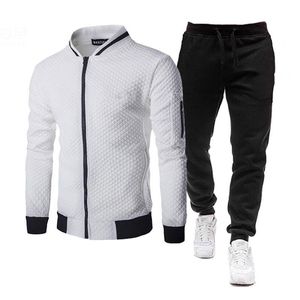 Heren Trainingspakken Heren Trainingspak Set Polyester Sweatshirt 2021 Spring Sporting Fleece Jas + Pants Casual Sports Suit Sportswear 4XL