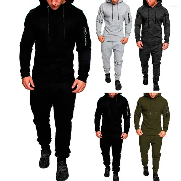 Homens Tracksuits Mens 2 Peça Tracksuit Sweatsuit Jogging Casual Quente Respirável Wicking Fitness Running Sportswear Militar Tático Hoodie