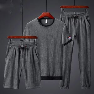 Survêtements pour hommes Mens 3 Piece Fashion Sports Suit Running Vêtements coréens Ice Silk Gym Outfit Jogging Polyester Sweat Suits Track Suit 230515
