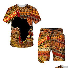 Chándales para hombres para hombre africano impresión 3D mujeres/hombres moda camiseta traje estilo retro correr ejercicio ocio deportes verano gota Deli DHQ9T