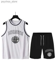 Survêtements pour hommes Uniforme de basket-ball pour hommes T-shirt sans manches en deux pièces Vêtements de sport en plein air à manches courtes Uniforme d'équipe personnalisé Q240314