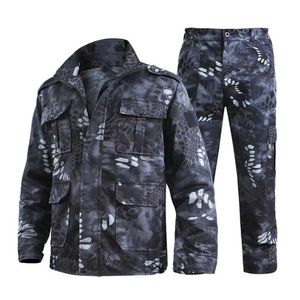 Camouflage masculin pour hommes Camouflage Sports Suis-en-forme en plein air avec une veste à revers et un pantalon à vent en deux pièces avec plusieurs poches pour hommes Uniforml2405
