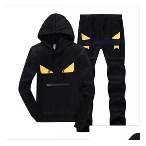 Heren tracksuits Mens Casual Letter Print Sweatsuits Hommes Jogger Fit Suits Pollover Hooded Hoodies Long Pants Outfits Druppel Dhi1p