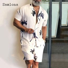 Suits-survêtements masculins Mens Casual Stand Pocket Two Piece Sets 2024 Europe Style Vintage Flower Print Blouse and Shorts Convient de plage masculine