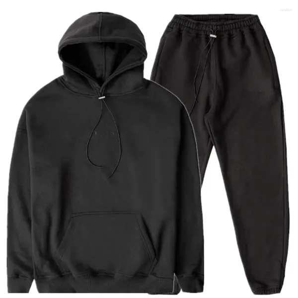 Survêtements pour hommes Costumes d'entraînement en coton pour hommes Noir Gym Fitness Kits Sportswear Sweat à capuche Sports Pull à capuche Ensembles de jogging Mâle Courir