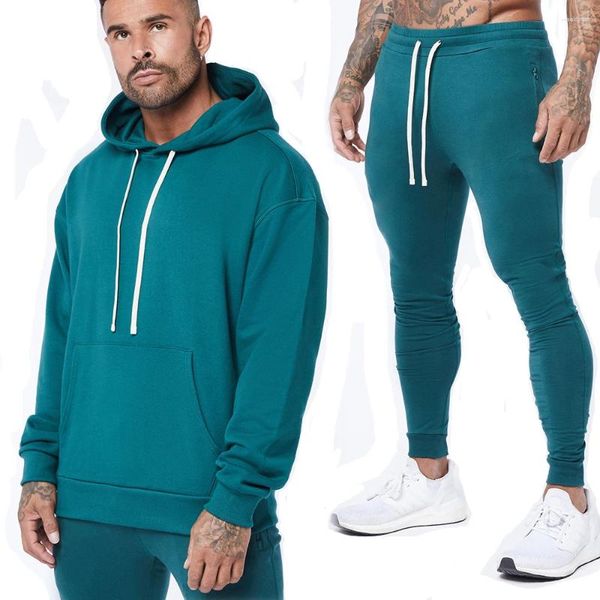 Survêtements pour hommes Costumes d'entraînement en coton pour hommes Gym Fitness Kits en vrac Sportswear Sweat à capuche Sports Pull à capuche Ensembles de jogging Mâle Courir