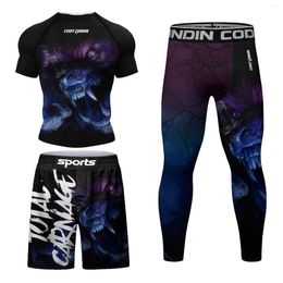 Parcours masculins pour hommes Design Your pantalon sublimé ensembles de sports à manches courtes MMA Rashguards Brazil Jersey BJJ Shorts 3pcs Cody Set Tracksuit