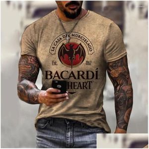 Tracksuits voor heren heren mode 3d bacardi print t shirt mannen vintage harajuku oversized t -shirt kleding zomer korte mouwen mannelijke tops t dhlfk