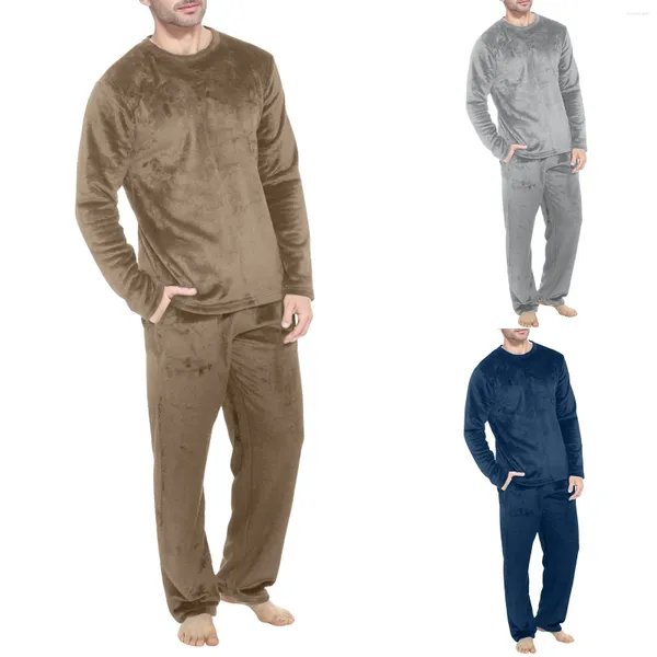 Spares para hombres para hombres Four Seasons Fashion Leisure Soft Home Camiseta sólida Camisa de color Pajama Traje de pijama para niños Train Train Chaqueta oscura