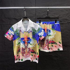 Tracksuits voor heren heren Hawaiian Beach Sets Vakantie shirts voor mannen en vrouwen kleurblokkering bedrukte shorts set b8