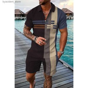 Suits-survêtements masculins Hawaiian Beachwear Set Summer Boho Shirts Shorts 2 pièces Polo décontracté et shorts Sweins Sweins Sweins L240320