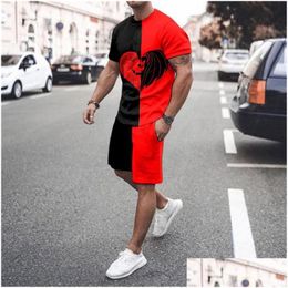 Heren Trainingspakken Heren Mannen 3D T-shirt Set Mode Shorts Trainingspak 2022 Zomer Casual Sportpak Met Korte Mouwen Est Kleding joggen Dro Dhmpx