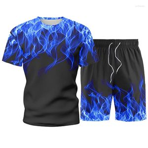 Chándales para hombres Conjuntos para hombre Moda Verano Hombre Ropa deportiva Dos piezas Chándal Traje deportivo Camiseta estampada Top Shorts Sweatsuit Marca masculina