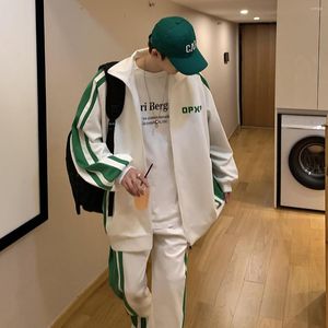 Trainingspakken heren Side Striped Koreaans Lente Modetrends Oversized Streetwear Teenage Baggy 2 stuks Sportkleding Vrijetijdskleding