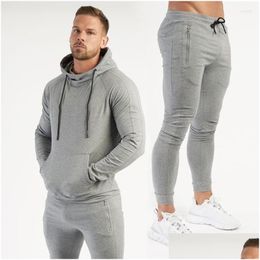 Contrôles masculins pour hommes Spring Automne Cotton Fashion Suits Streetwear Plèvre à sweat à sweat à swets à fermeture éclair Poches Slim Fit Drop Drop Dhjo1