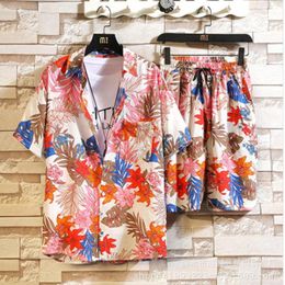 Tracksuits voor heren heren zomer mode vrije tijd Hawaii Seaside Holiday Beach Digital 3D Printing Floral Short Sheeved Shirt Shirt Shorts Pants Suit