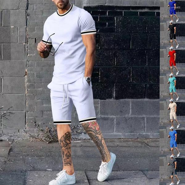 Suits-survêtement masculins pour hommes Couleur solide Color Sportswear 2 ensembles de vêtements de vêtements respirants 3D Short T-shirt imprimé