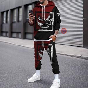 Survêtements pour hommes Survêtement pour hommes 3D Sweats à capuche imprimés Costume Joggers Casual Sweashirts Pantalons de survêtement Sportswear Set Automne Hiver Hommes Vêtements Sweat