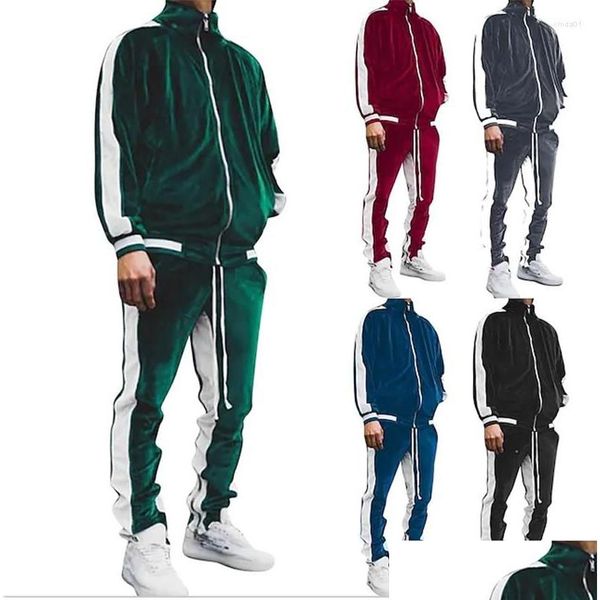 Tracksuits Men's Tracksuits Homme Tracksuit Swensuit Jogging Jogging Collor Collier debout Couleur noire 2 pièces Pièces Drop Deliver