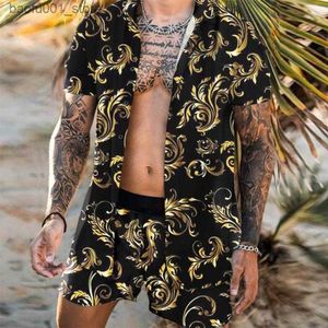 Survêtements pour hommes Survêtements pour hommes Impression hawaïenne Tenue courte Été Casual Chemise florale Short de plage Costume deux pièces Mode Hommes Ensembles M-3XL Q240228