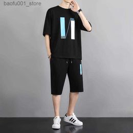 Survêtements pour hommes Survêtements pour hommes Ensemble de pièces pour hommes Vêtements d'été Hip Hop Streetwear Short imprimé Survêtement de sport Costumes de survêtement Jeunes Vêtements intelligents Hommes Q240228