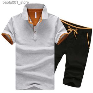 Survêtements pour hommes Survêtements pour hommes Marque d'été Hommes Sports Ensembles 2pièces Casual Hommes Polo à manches courtes Short Running Fitness Suit Male Survêtement 221006 Q240228