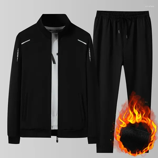 Survêtements pour hommes Hommes deux pièces Ensemble pour Gym Track Sweat Suit Automne Hiver Vêtements Tendances de la mode Garder au chaud Simple Durable et lavable