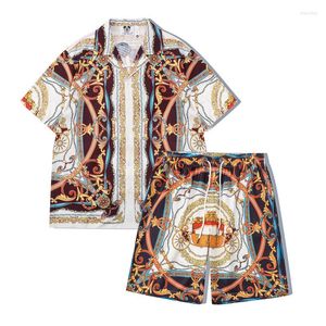 Parcours masculin Mew 2022 Africain Sethnic Pattern Imprimé Pattern sets Hawaiian Shirts Short Loungewear décontracté pour les hommes Set deux pièces