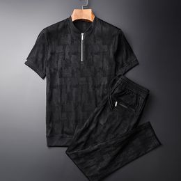 Les ensembles de survêtement masculins minglu mens d'été sets t-shirtspants plus taille 4xl collier de support à manches courtes manches manches de mode.