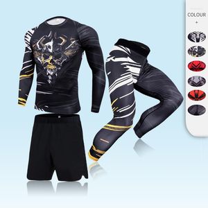 Survêtements pour hommes Combinaison de sport de compression MMA Collants de course pour hommes Vêtements de sport Rashguard Chemise longue Couche de base Leggings Exercice