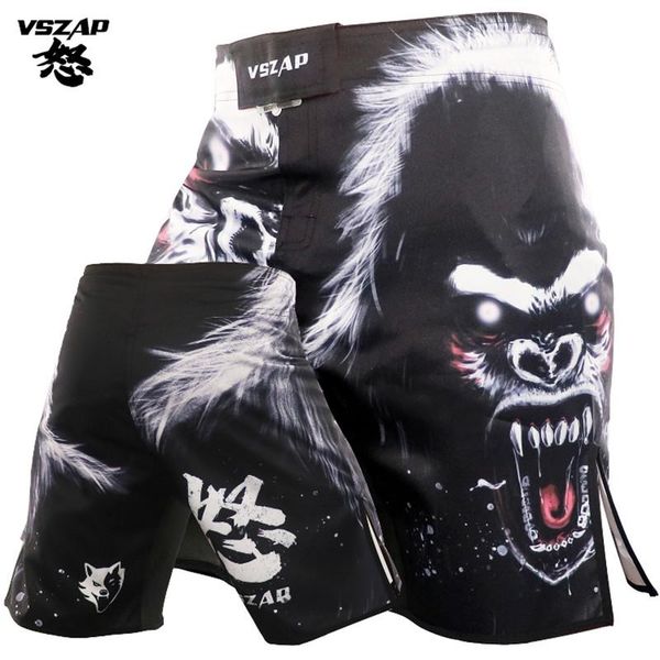 Chándales de hombre Monkey Mma Shorts Muay Thai Boxing Pantalones Black ANGRY Kick Boxeo Sanda bordado Fighting Gym TrunkMen's