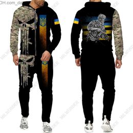 Heren Trainingspakken Mr. Wonder Ukraine Camouflage Militaire stijl Bedrukt 3D Tracking Shirt Heren Lente Hoodie Set Sportkleding Heren Rits Street Wear Z230719