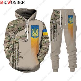 Heren Trainingspakken Mr.Wonder Oekraïense Camouflage Militaire Stijl Gedrukt 3D Trainingspakken Mannen Lente Hoodie Suits Sportkleding Mannelijke Zip Streetwear 230731