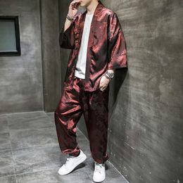 Tracksuits voor heren MRGB mannen Chinese stijl pak 2023 mode korte mouw jassen broek mannelijk casual oversized kleding vintage