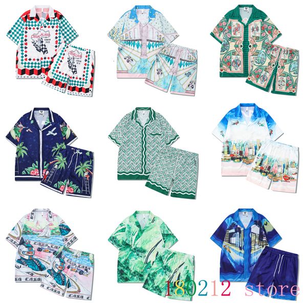 Survêtements pour hommes Multi Versions Motif Impression Hawaii Style Plage Balnéaire Vacances Ensemble Court Hip Hop Chemises Décontractées Shortpant Hommes Femmes Costume CASA 230206