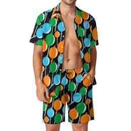 Ballon multicolores de survêtement pour hommes ensembles d'art shorts décontractés de chemise de plage