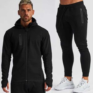 Tracksuits voor heren spier Nieuwe herfst en winter sportpak Brother Outdoor Running Hooded Sweater Pants Casual Twopeage Set G221011