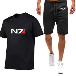 Survêtements pour hommes N7 Mass Effect Logo Imprimer 2023 Été Vendre bien Couleur Ensemble à manches courtes Simple Casual Tendance Confortable Loisirs