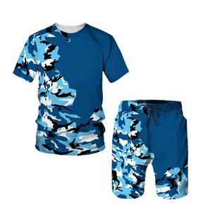 Suits-survêtement masculins Nouveaux camouflage 3D Men de survêtement surdimensionné T-shirts pour hommes de survêtement