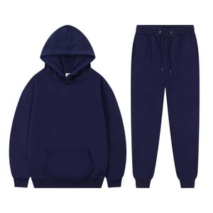 Survêtements pour hommes New Fleece Jogger Sports Suit Femmes Survêtement Hoodies Casual Solide Couleur Épais Pull et Long Pantalon 2 pièces Ensemble Automne G221007