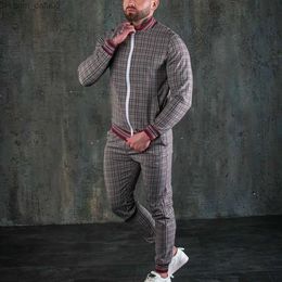 Survêtements pour hommes Nouveau gentleman plain men's crawler suit casual zipper jacket coat Sportswear impression 3D de haute qualité mode 2 vêtements pour hommes Z230719