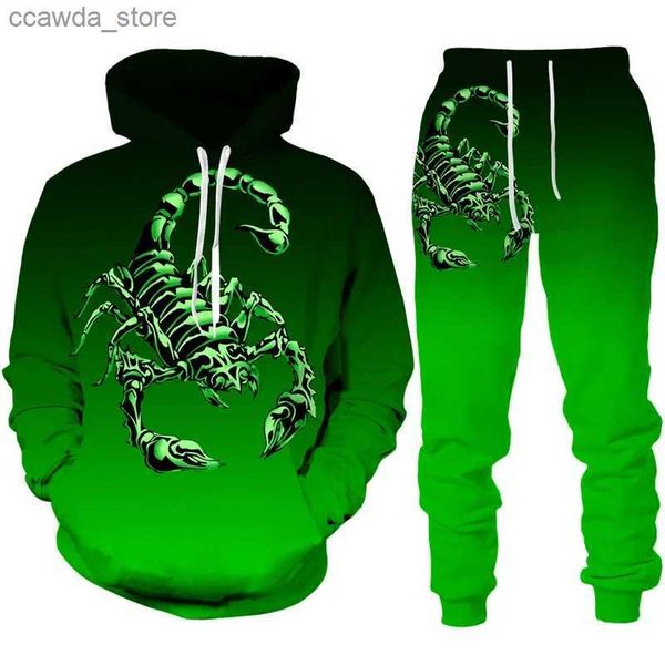 Survêtements pour hommes Nouvelle nouveauté Scorpion Gradient 3D Imprimer Hommes Femmes Enfants Sweats à capuche Pantalons Costumes Cool Poison Graphique Survêtement Hip Hop Sportswear Ensembles Q240123