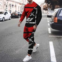 Survêtements pour hommes Nouveau Sourire Survêtements XXO Modèle Hommes 2 Pièces Ensemble 3D Imprimer Long Slve T-shirt Costume Casual Hommes Tshirt Strtwear Costume De Mode T240326