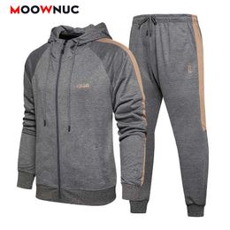 Tracksuits voor heren nieuwe sportkleding jogger sweatshirt 2021 heren casual sets hoodies pant man mannelijke mode tracksuits lente herfst HOMBRE SLIM MOOWNUC Z0224