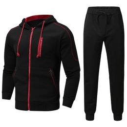 Survêtements pour hommes nouveau vêtement de sport automne hiver fermeture éclair pull à capuche pièce pantalons décontractés Vetement Homme G221011